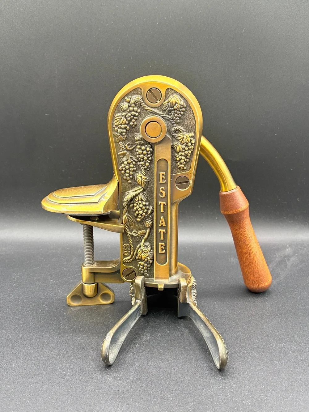 Vintage 1980's Rogar Estate Bronze-Finish Table Clamp Wine Bottle Opener